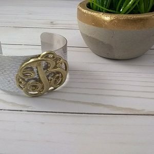 B3G1 Gold and silver 'B' cuff bracelet